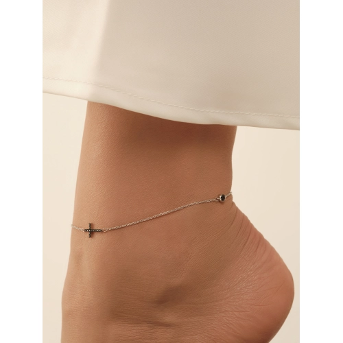 Браслет (585 б) цветной фианит на ногу