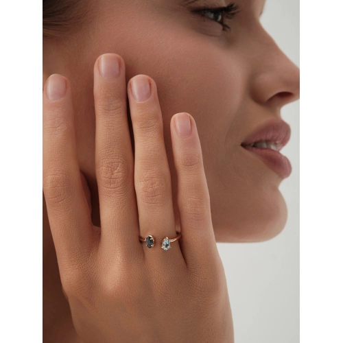 Кольцо из золота 585 пробы с топазами и топазами London Blue