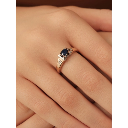 Кольцо из золота 585 пробы с сапфиром и бриллиантами