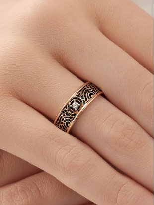 Обручальное кольцо из золота 585 пробы с бриллиантами