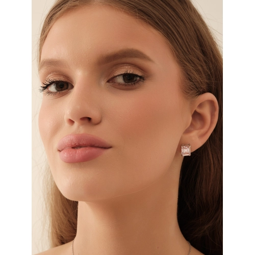 Серьги пусеты из серебра 925 пробы с цветными цирконами