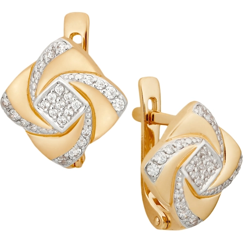 Серьги из золота 585 пробы с фианитами