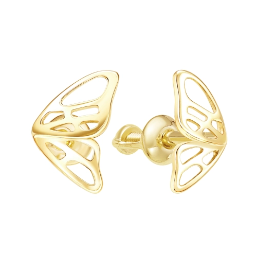 Серьги пусеты из желтого золота 585 пробы