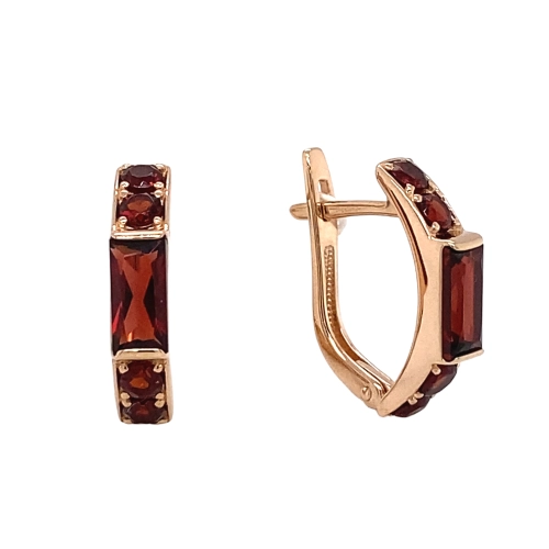 Серьги из золота 585 пробы с гранатом