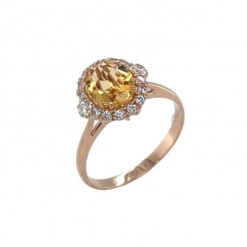 Кольцо (585 ж) цитрин, бриллиант