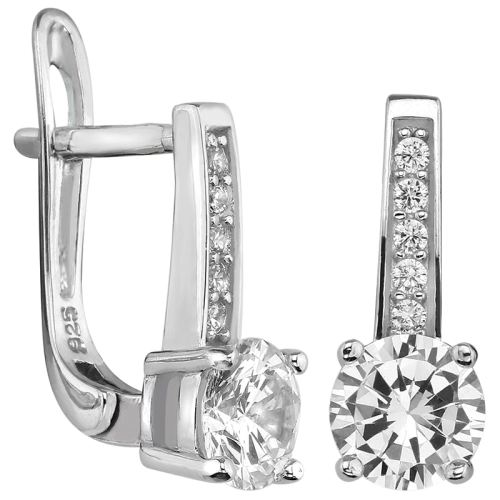 Серьги из серебра 925 пробы с цирконами