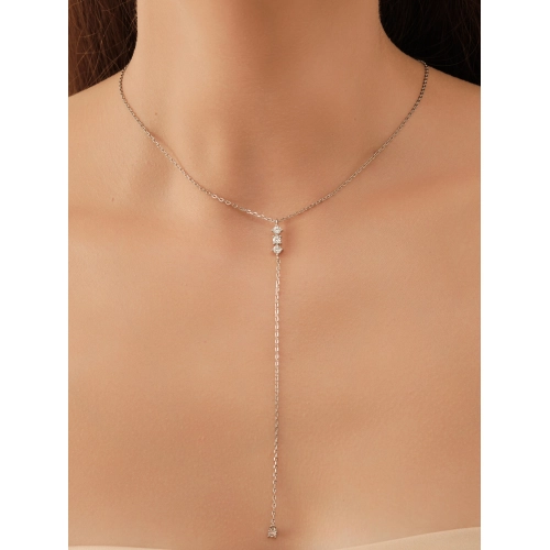 Колье сотуар из серебра 925 пробы с цирконами