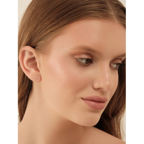 Серьги пусеты из золота 585 пробы с фианитами