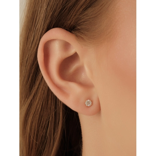 Серьги пусеты из золота 585 пробы с фианитами