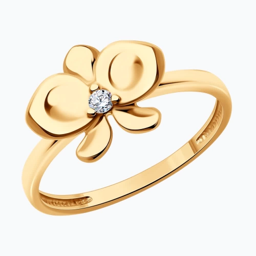 Кольцо из серебра 925 пробы с позолотой, с фианитами