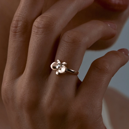 Кольцо из серебра 925 пробы с позолотой, с фианитами