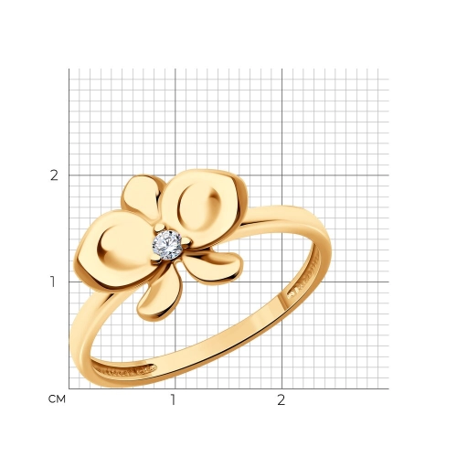 Кольцо из серебра 925 пробы с позолотой, с фианитами