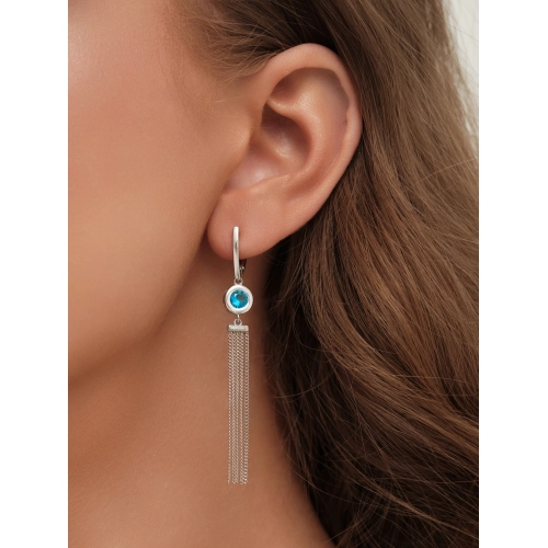 Серьги из серебра 925 пробы с цветными фианитами