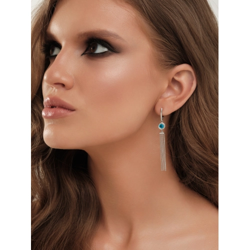 Серьги из серебра 925 пробы с цветными фианитами