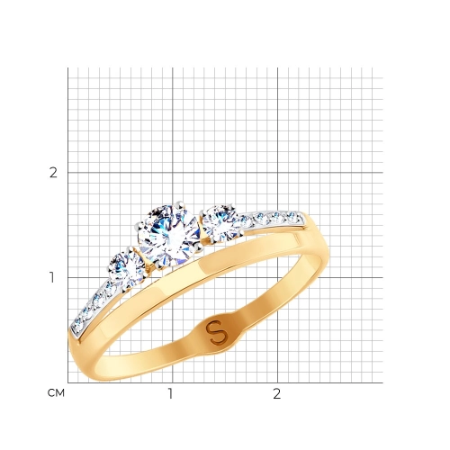 Кольцо из золота 585 пробы с фианитами