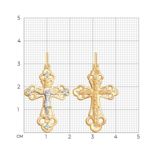 Подвеска Крест из золота 585 пробы с фианитами