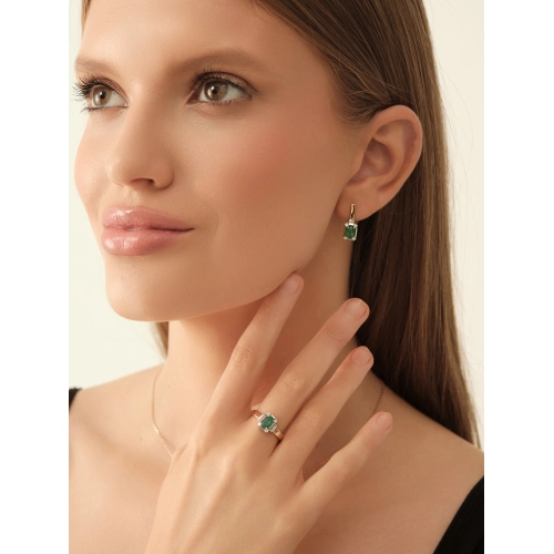 Серьги из золота 585 пробы с изумрудами и бриллиантами