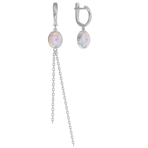 Серьги из серебра 925 пробы с искусственным опалом