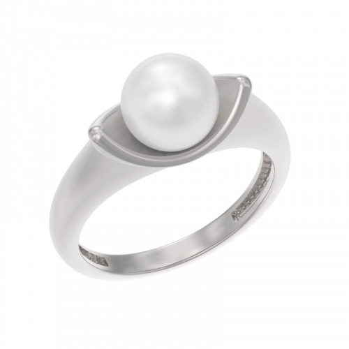 Кольцо из серебра 925 пробы с синтетическим жемчугом