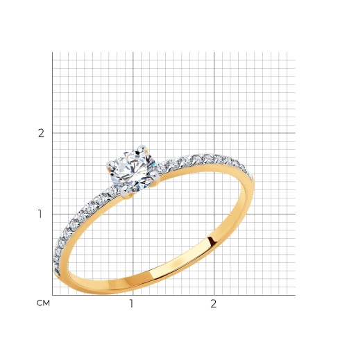 Кольцо из золота 585 пробы с фианитами