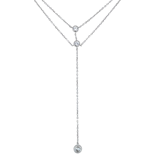 Колье галстук из серебра 925 пробы с фианитами