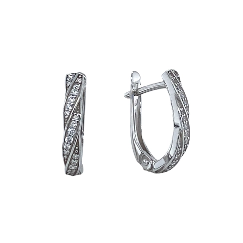 Серьги из серебра 925 пробы с фианитами