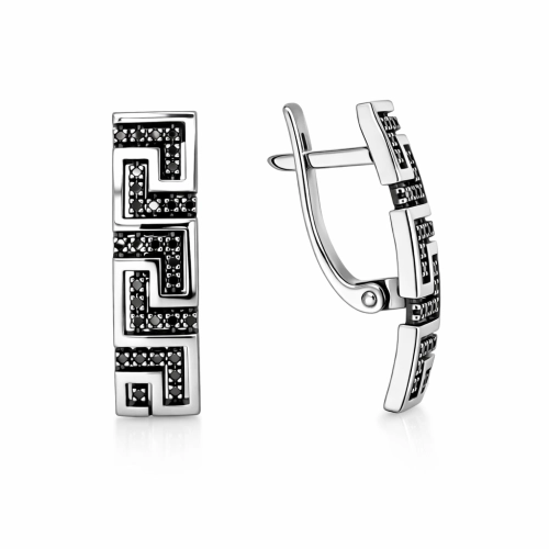 Серьги (585 б) черный бриллиант обл.