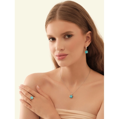 Серьги из серебра 925 пробы с цветными цирконами