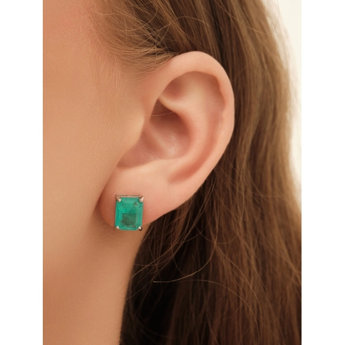 Серьги пусеты из серебра 925 пробы с цветными цирконами