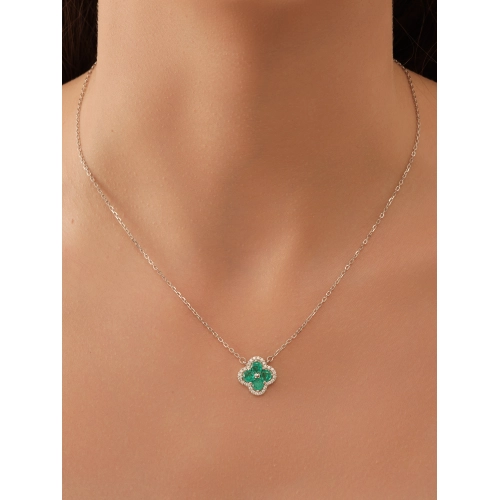 Колье из серебра 925 пробы с цветными цирконами