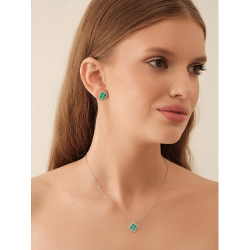 Колье из серебра 925 пробы с цветными цирконами