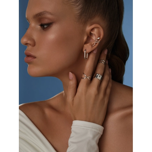 Серьга (925) цветной фианит каффа