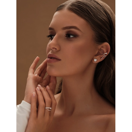 Моносерьга кафф из серебра 925 пробы с цветными фианитами