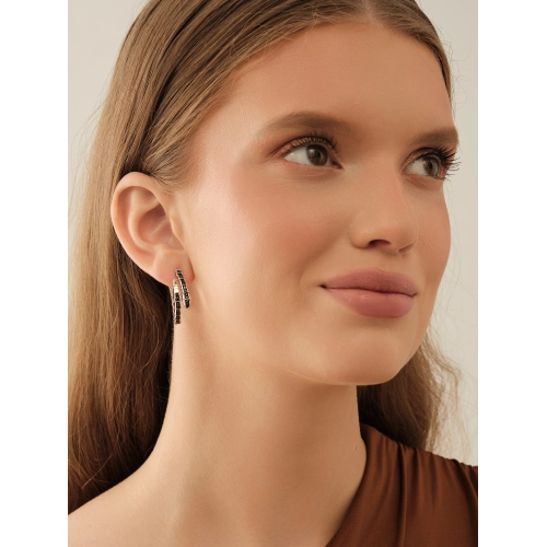 Серьги из белого золота 585 пробы с черными бриллиантами