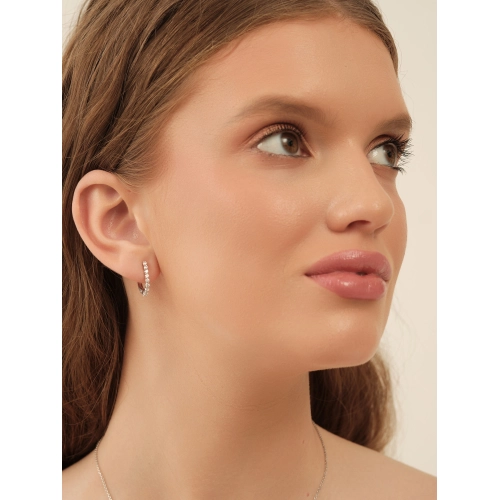 Серьги из белого золота 585 пробы с фианитами