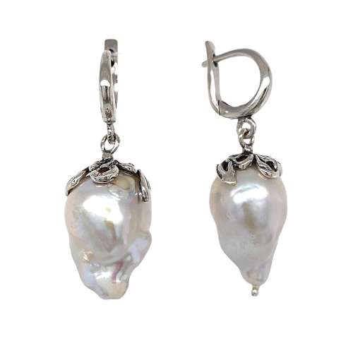 Серьги из серебра 925 пробы с жемчугом