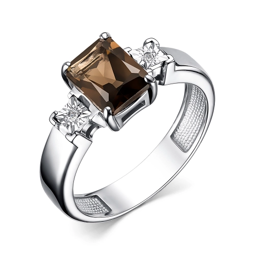 Кольцо (925) раухтопаз, бриллиант