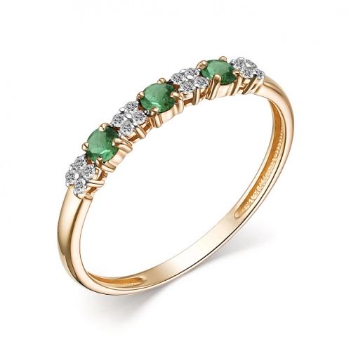 Кольцо (585) изумруд, бриллиант