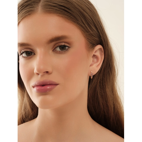 Серьги из золота 585 пробы с искусственным морганитом и фианитами