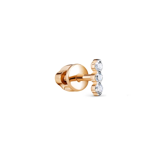 Моносерьга пусета из золота 585 пробы с бриллиантом