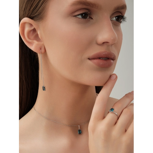 Кольцо из белого золота 585 пробы с топазом London Blue