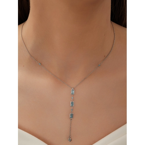 Колье из белого золота 585 пробы с топазами