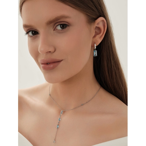 Колье из белого золота 585 пробы с топазами