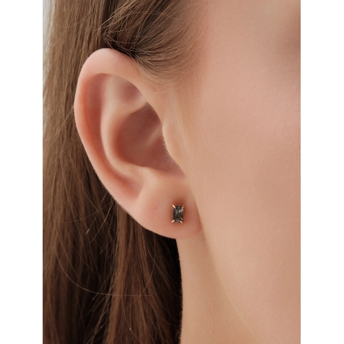 Серьги пусеты из золота 585 пробы с искусственным турмалином