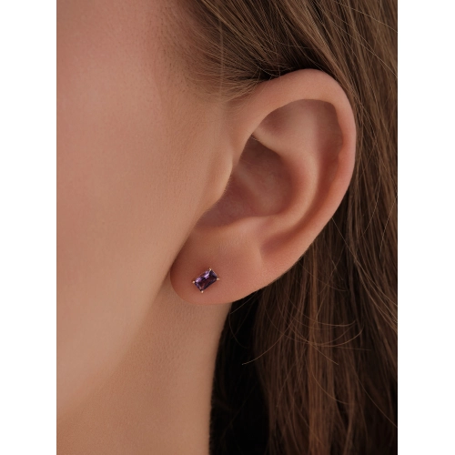 Серьги пусеты из золота 585 пробы с аметистами