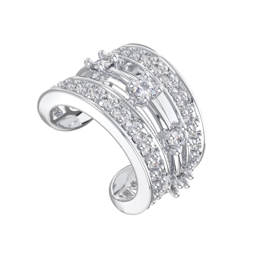 Моносерьга кафф из серебра 925 пробы с фианитом