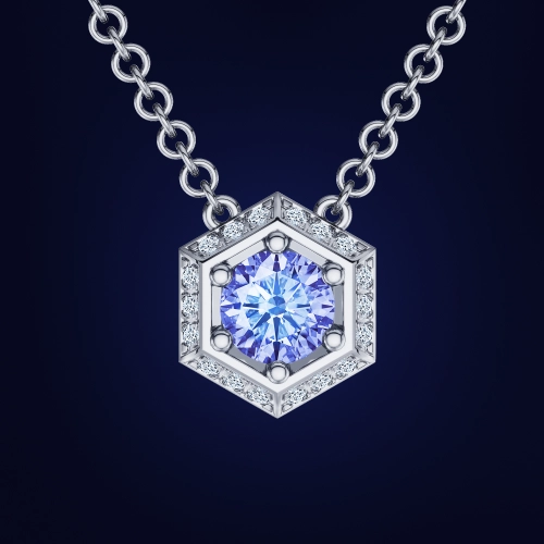 Колье из белого золото 750 пробы с бриллиантом