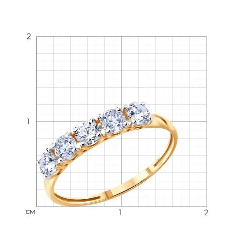 Кольцо из золота 585 пробы с фианитами