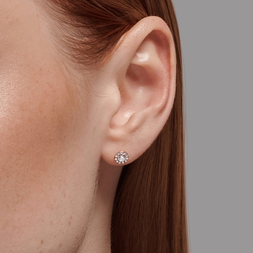 Серьги пусеты из золота 585 пробы с фианитами