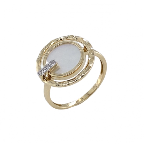 Кольцо (585 ж) перламутр, бриллиант
